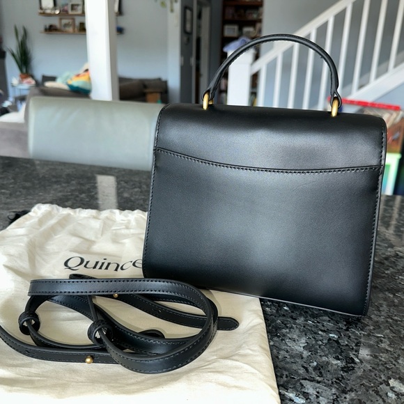 QUINCE Italian Leather Top Handle Crossbody Satchel NWOT in black - Picture 9 of 10